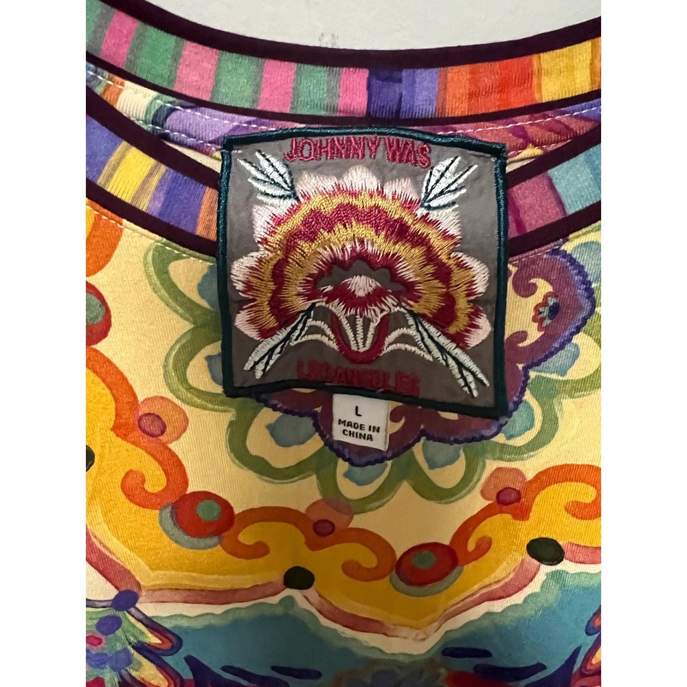 Johnny Was Mandala Print Top Womens L Multicolor Pre-owned Boho Rayon T13925-2 - Picture 3 of 7